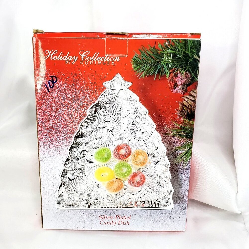 VTG Godinger Silver Plated Candy/ Nut Dish Christmas Tree Holiday Collection - Picture 7 of 7